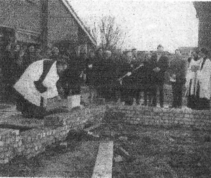 Revd Sutton lays the Foundation Stone for the second phase